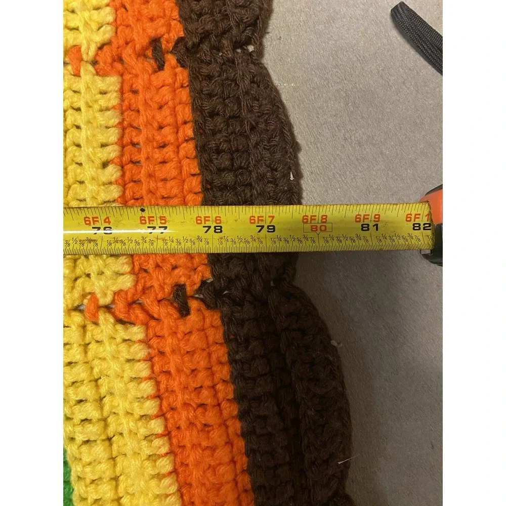 Vintage Hand-Crocheted Afghan Blanket 80